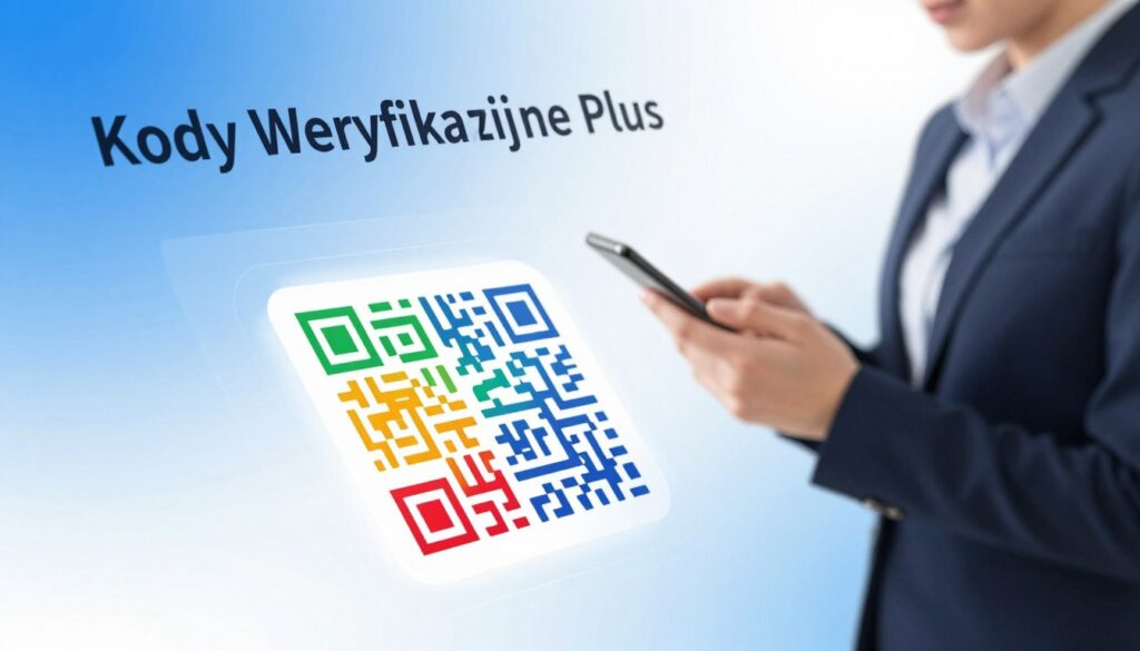 An abstract representation of verification codes for mobile services, with a focus on the concept of "Kody Weryfikacyjne Plus." In the foreground, depict a series of stylized verification codes and QR codes in vivid colors, merging into a digital display effect. In the middle ground, integrate subtle illustrations of a smartphone and a person in professional business attire, engaged in the process of checking codes. The background should feature a soft gradient transitioning from blue to white, symbolizing a clean digital environment. Use soft, diffused lighting to create a professional and tech-savvy atmosphere, with a slightly elevated angle to emphasize the verification process. No text, logos, or branding should be present in the image. An abstract representation of verification codes for mobile services, with a focus on the concept of "Kody Weryfikacyjne Plus." In the foreground, depict a series of stylized verification codes and QR codes in vivid colors, merging into a digital display effect. In the middle ground, integrate subtle illustrations of a smartphone and a person in professional business attire, engaged in the process of checking codes. The background should feature a soft gradient transitioning from blue to white, symbolizing a clean digital environment. Use soft, diffused lighting to create a professional and tech-savvy atmosphere, with a slightly elevated angle to emphasize the verification process. No text, logos, or branding should be present in the image.